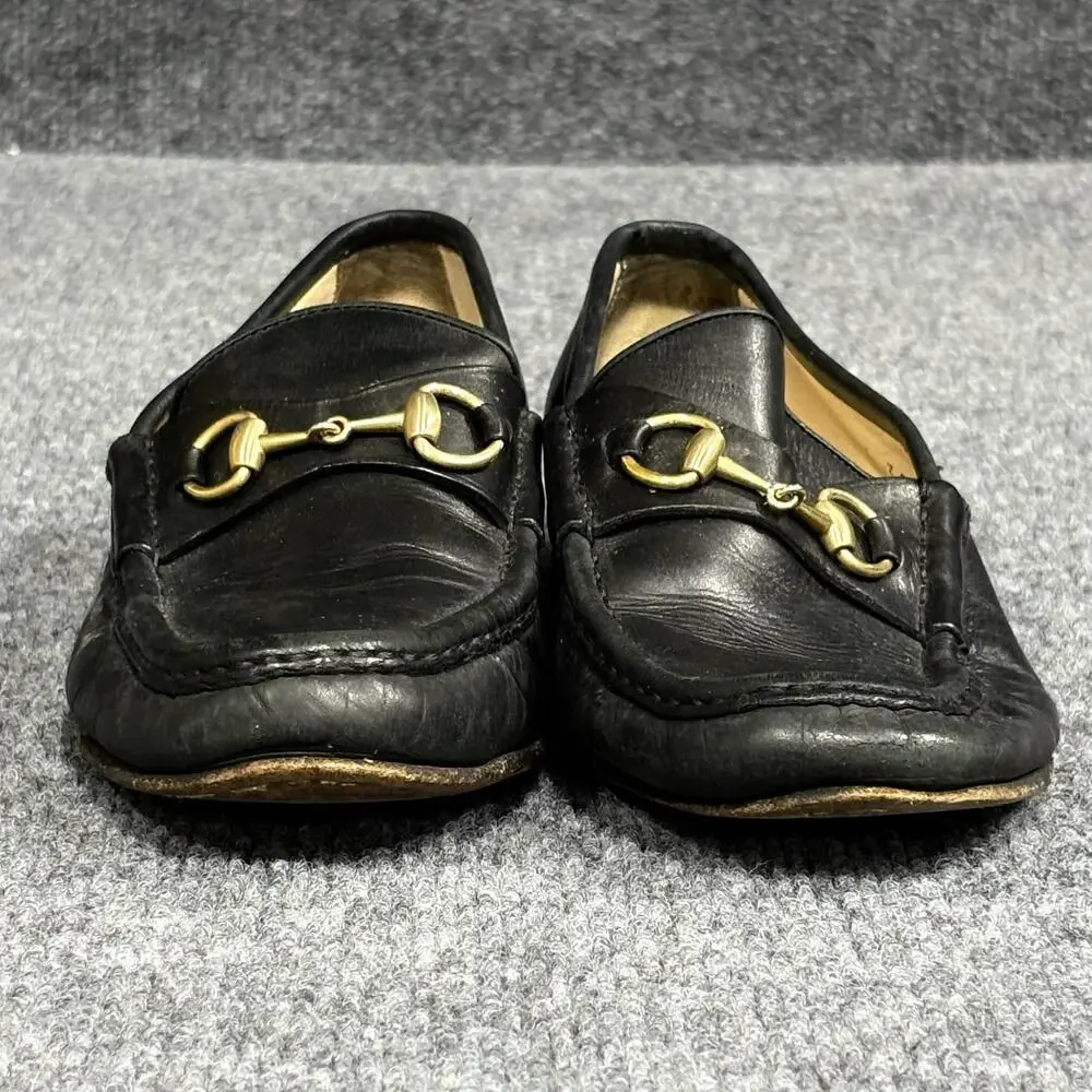 Gucci Shoes Womens 6 Black 36 Leather Horsebit Loafer Flats Slip On Italian